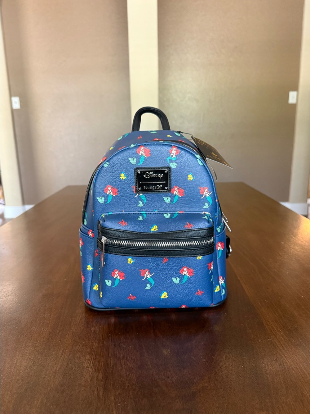 NWT Loungefly Disney Little Mermaid Ariel Sebastian Flounder AOP Mini Backpack